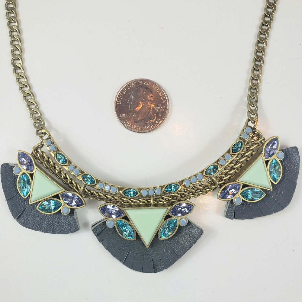 Silpada brass, leather, Swarovski crystal necklace